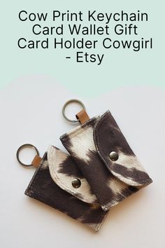 two cow print keychain card wallet gift card holder cowgirl