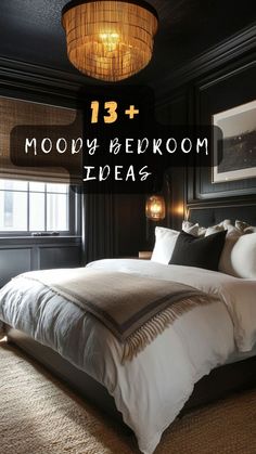 Classic Moody Bedroom, Decadent Bedroom Ideas, Luxury Bedroom Ideas Classy, Moody Bedroom Dark Ceiling, Sultry Master Bedrooms Decor, Black Contrast Wall Bedroom, Moody Color Palette Master Bedrooms, Dark Ceilings Bedroom, Bedroom Color Schemes Dark Wood