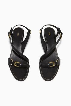 BUCKLED STRAPPY HEELED SANDALS - BLACK - COS Fashion Shoes Sandals, Strappy Sandals Heels, Black Sandals Heels, Footwear Design Women, Sandals Brands, Heeled Sandals