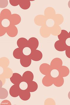 a pink and red flower wallpaper with circles on the bottom, along with dots in the middle