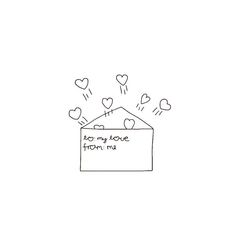 an envelope with hearts coming out of it and the words for my love from me