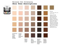 the color scheme for different shades of brown, beige and black with text that reads colors for diverse skin tone descriptions