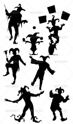 various silhouettes of people dressed in halloween costumes