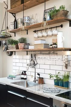 the kitchen is clean and ready to be used as a place for cooking or drinking