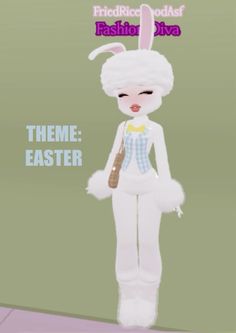 an animated bunny is standing in front of a green background with the words,'theme easter