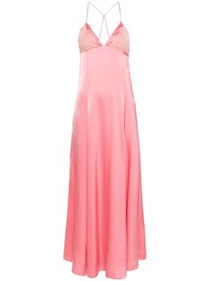 peach pink stretch-silk plunging V-neck lace panels concealed side zip fastening adjustable spaghetti straps rear criss-cross straps flared long length full lining Lace Pink Dress, Silk Maxi, Maxi Dress Evening, Silk Maxi Dress, Satin Maxi Dress, Pink Maxi Dress, Neck Lace, Lace Panelled, Maxi Dress Blue