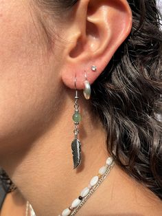 ♥ Native American silver dangle earrings with green aquatic agate beads ♥ Green Boho Earrings, Native American, Silver Feather, Leaf, Green, Ethnic, Bohemian, Boho, Tribal, Hypoallergenic, Sterling Silver, UK The earring leaf is silver plated and the earring hooks are made from hypoallergenic surgical steel or sterling silver. Length 4.5cm, width 0.5cm. I make the earrings both in turquoise and african turquoise beads, please visit https://www.etsy.com/uk/listing/574935435/native-american-earrin Earrings Native American, Native American Earrings, Bohemian Jewellery, Boho Feathers, Feather Jewelry, Boho Green, Leaf Green, Silver Feather, Earrings Boho