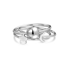 Bling Jewelry Sun Moon Star Stackable Midi Rings Set 925 Sterling Silver Rings Fun, Mid Finger Rings, Stackers Jewellery, Midi Rings Silver, Midi Ring Set, Celestial Ring, Stackable Rings Silver, Silver Bling, Sterling Silver Stacking Rings