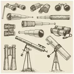 an old fashioned drawing of telescopes and telescopes