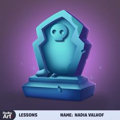 an image of a blue tombstone with a skull on it's head and the words, lessons name nadda vallohf