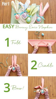 instructions to make an easy bunny ears napkin holder