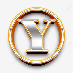 the letter y is in an orange and silver circle