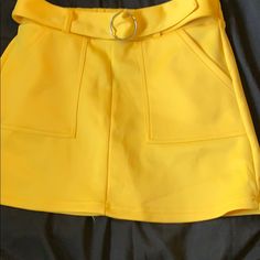 Small Yellow Skirt. Super Cute. Tried To Get Out My Comfort Zone But Did Not Happen. Never Worn. Yellow Mini Skirt With Pockets, Chic Yellow Mini Skort, Skz Concert, Lightweight Skirt, Bodycon Pencil Skirt, Grey Mini Skirt, Skirt Coverup, Blue Mini Skirt, Ruffle Mini Skirt