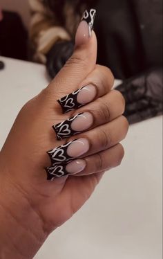 Frenchie Freestyle Nails, Freestyle Nails, Black French Tips, Diva Nails, Glamour Nails, Work Nails, Simple Acrylic Nails