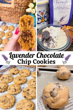 lavender chocolate chip cookies collage