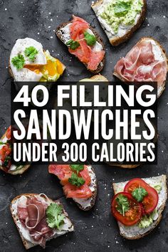 the cover of 40 filling sandwiches under 30 calories