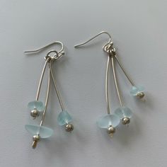 Artisan Made. Comes In Box With Artists Card. Nwt. Unique One Of A Kind Gift. Sterling Silver With Tumbled Glass. Beautiful Aquamarine Color. Aquamarine Color, Akoya Pearl Earrings, Treasure Jewelry, Starburst Earrings, Mini Earrings, Sea Glass Earrings, Long Drop Earrings, Beaded Drop Earrings, Sparkle Earrings