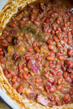 the beans are cooked and ready to be eaten in the pot or casserole