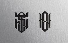 two black and white logos with the letter h on it's left hand side