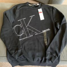 Brand New Large Ck Logo Ck Shirt, Ck Brand, Calvin Klein Sweatshirt, Calvin Klein Shirt, Ck Logo, Branded Shirts, Calvin Klein Black, Crewneck Sweatshirt, Calvin Klein