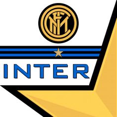 the inter logo is shown in gold and blue, with a star on it's side