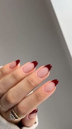 Maroon Nails, Colorful Nails, Burgundy Nails, Red Nail, Oval Nails