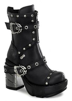 Goth Attire, Edgy Shoes, Alternative Shoes, High Heel Stiefel, Gothic Boots, Demonia Shoes, Women's Motorcycle Boots