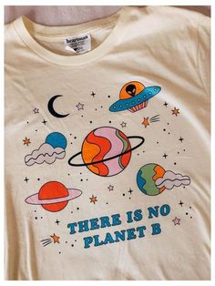 There Is No Planet B T shirt Easy 30 day return policy Earth Day Text Print Crew Neck Top, Earth Day Graphic Tee With Letter Print, Casual Earth Day Screen Print T-shirt, Casual Earth Day T-shirt With Screen Print, Casual Screen Print Tops For Earth Day, Casual Tops With Earth Day Screen Print, Casual Text Print Tops For Earth Day, Earth Day Letter Print Crew Neck Top, Letter Print Crew Neck Top For Earth Day