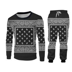 Hip Hop Women/men Jogger Pants Sweatshirt Paisley Graphic Tracksuit Sw – Atom Oracle Black Long Sleeve Sets With All Over Print, Black Cotton Sets With All Over Print, Black Cotton Set With All Over Print, Graphic Tracksuit, Men Jogger, Hip Hop Joggers, Hip Hop Women, Hoodie And Pants, Spring Pattern