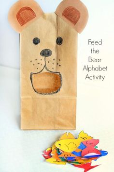 a paper bag with a bear drawn on it