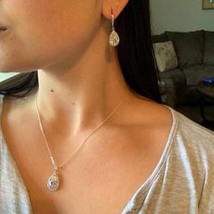 Hayden Lausell added a photo of their purchase Wedding Jewelry Bridesmaids, Bridal Jewelry Pearl, Pearl Wedding Necklace, Pearl Pendant Earrings, Bridesmaids Jewelry, Wedding Necklace Set, Silver Chain Earrings, Crystal Bridal Earrings, Bridal Jewelry Set