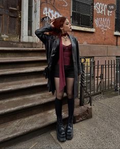 Burgundy Outfit, Looks Pinterest, Looks Black, Fashion Mistakes, Goth Outfits, Alternative Outfits, Lookbook Outfits