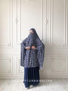 Transformer navy blue floral Khimar, long jilbab hijab nikab, islamic wear, ready to wear hijab, prayer scarf, muslim burqa, namaz Namaz Hijab Design, Blue Modest Khimar For Eid, Modest Blue Niqab For Eid, Blue Long Sleeve Modest Khimar, Prayer Scarf, Islamic Wear, Muslim Dresses, Hijab Designs, Milk Color