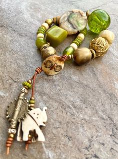 Lime Boho Bracelet African Tribal Beads and Vintage Resin  | eBay African Necklace, Boho Chic Jewelry, Earrings Inspiration, Handcrafted Artisan Jewelry, Boho Bracelet, Trade Beads, Chic Jewelry, Boho Bracelets, Bracelet Designs