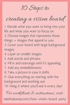 the 10 steps to creating a vision board