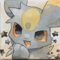 a painting of a cat with big eyes