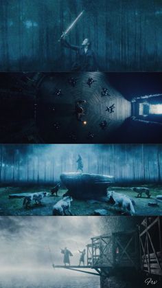 three different scenes from the same movie