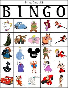 an image of a cartoon board game with the words bingo and characters in black letters