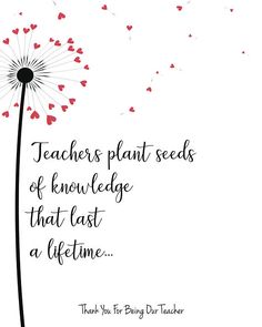 a dandelion with the words teachers plant seeds of knowledge that last a lifetime