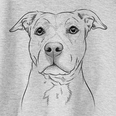 a black and white drawing of a pitbull's face on a t - shirt