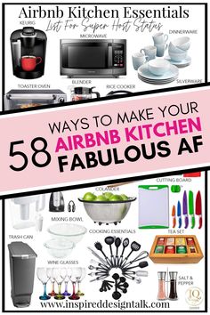 airbnb kitchen ideas Best Airbnb Design, Air Bnb Essentials List, Air Bnb Kitchenette Ideas, Airbnb Kitchen Checklist, Air Bnb Kitchen Essentials, Airbnb Must Haves List, Airbnb Kitchen Ideas, Air Bnb Must Haves, Airbnb Kitchen Essentials