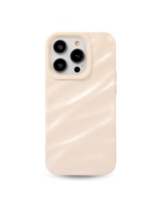 an iphone case with two buttons on the front and back side, in beige plastic