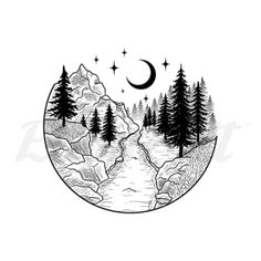 Wild River - Temporary Tattoo River And Trees Tattoo, Mountains And River Tattoo, River Tattoo Design, Mountain And River Tattoo, River Tattoo For Women, Outdoor Tattoo, Witchcraft Stuff, Tattoo Care Instructions, River Tattoo