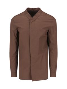 100% Cotton Designer Brown Long Sleeve Tops, Formal Brown Shirt For Spring, Formal Brown Spring Shirt, Modern Brown Tops For Workwear, Modern Brown Top For Work, Designer Business Tops For Spring, Rick Owens Shirt, Fashion Line, Rick Owens