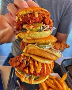 a stack of sandwiches sitting on top of each other