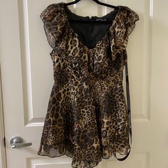 Prettylittlething Romper Cheetah Never Worn! Nwt Chic Sleeveless Leopard Print Jumpsuit, Chic Leopard Print Jumpsuits And Rompers For Night Out, Chic Leopard Print Jumpsuits For Night Out, Casual Leopard Print Jumpsuits And Rompers For Party, Chic Leopard Print Jumpsuits And Rompers For Party, Grey Jumpsuit, Belted Romper, Sleeveless Jumper, Ruffle Jumpsuit