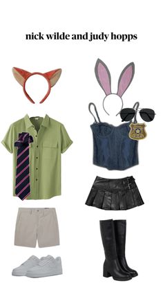 some clothes and accessories are arranged in the shape of rabbits