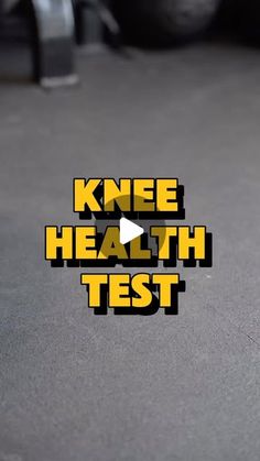 the knee health test is being displayed in front of a black and white photo with yellow lettering