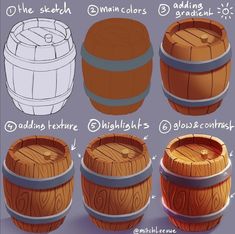 the steps to build a wooden barrel with different stages and materials for it's construction