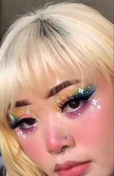 Pastel Makeup Aesthetic, Fun Makeup Looks To Recreate, K Pop Makeup Looks, Fairytale Makeup, Stella Makeup, Fashion Show Makeup, Pop Makeup, Pastel Makeup, Pride Makeup